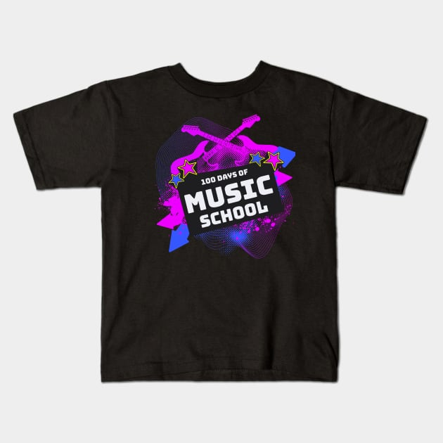 Cyberpunk Music Edition - 100 Days of School Kids T-Shirt by vystudio